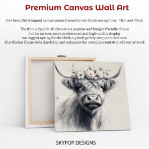 Highland Cow Floral Crown Art