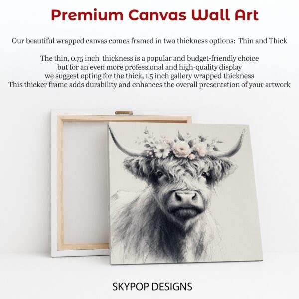 Highland Cow Floral Crown Art