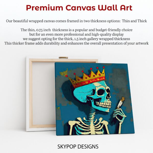 King Skeleton Smoking Art
