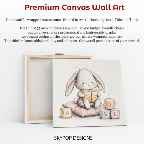 Bunny Reading Book Art