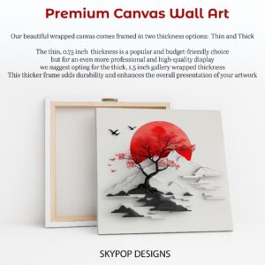 Japanese Red Sun Tree Art