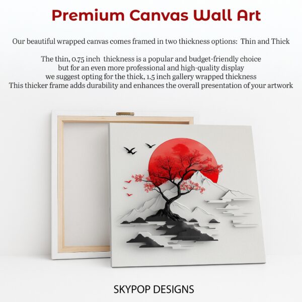 Japanese Red Sun Tree Art