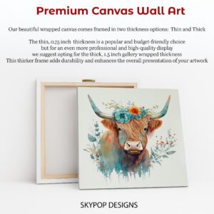 Highland Cow Floral Crown Art