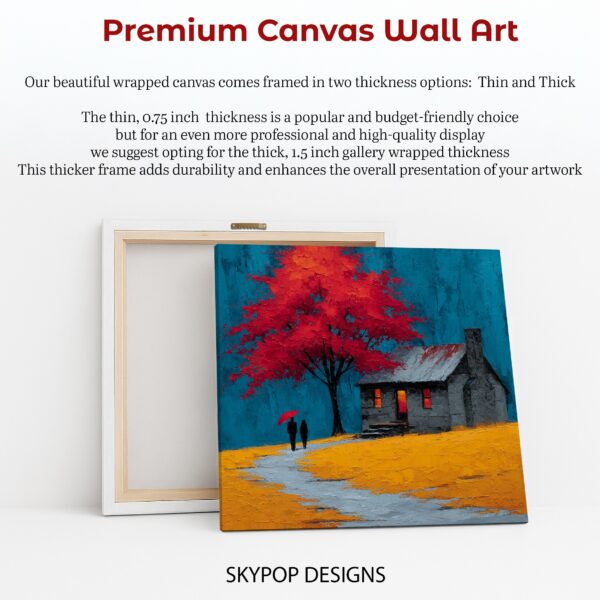 Vibrant Red Tree House Art