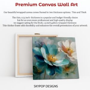 Teal Peony Bloom Art