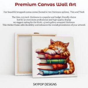 Cat Reading Books Art