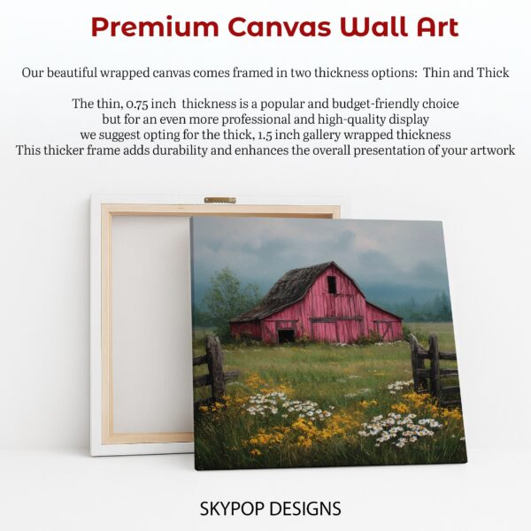 Red Barn Wildflower Art