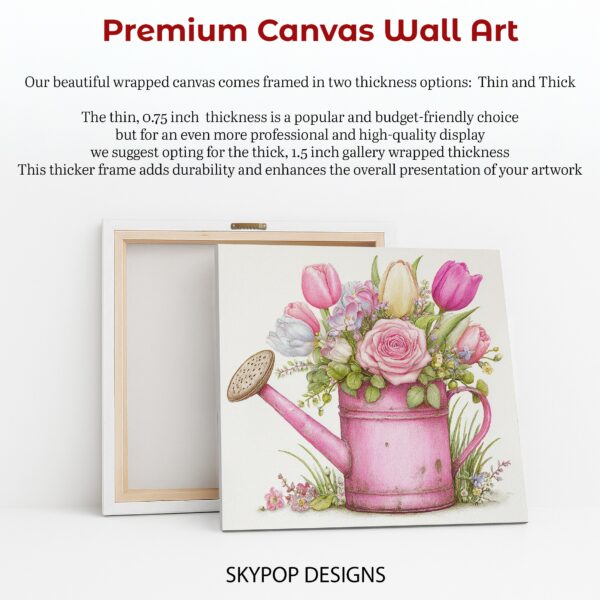 Pink Watering Can Flower Art