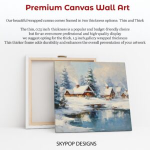 Winter Village Reflection Art