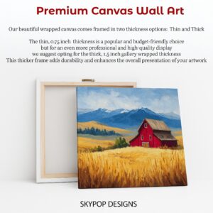 Red Barn Mountain Landscape Art