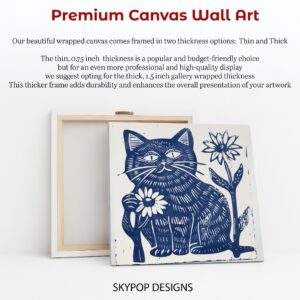Blue Cat Flower Art