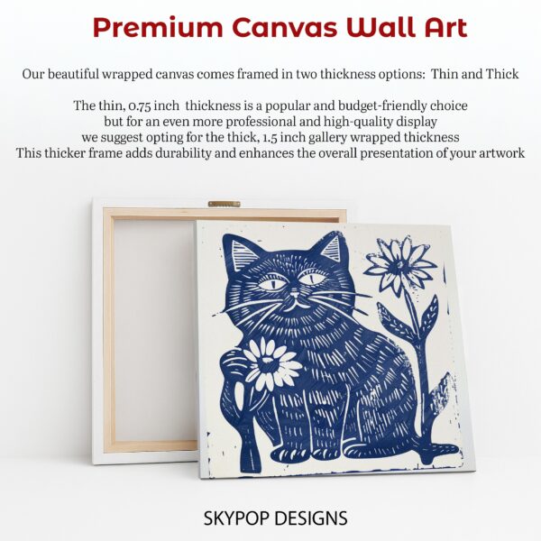 Blue Cat Flower Art
