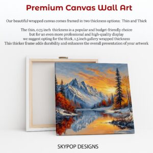 Snowy Mountain Sunset Art