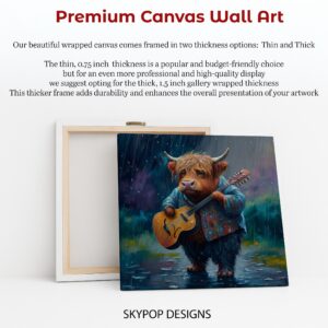 Highland Cow Guitarist Art