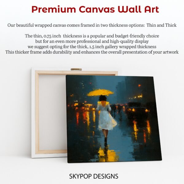 Yellow Umbrella City Night Art