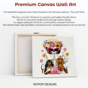 Dachshund Floral Skeleton Art