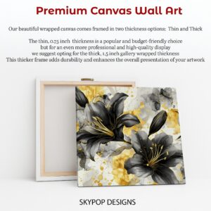 Elegant Black and Gold Lily Art