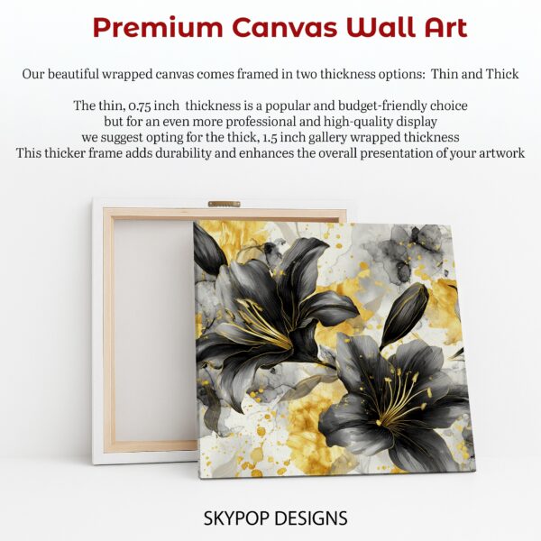 Elegant Black and Gold Lily Art