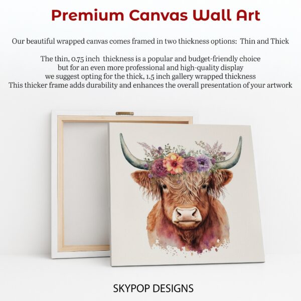 Highland Cow Floral Crown Art