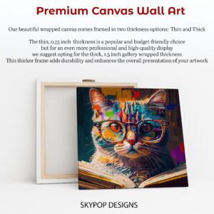 Colorful Cat Reading Art