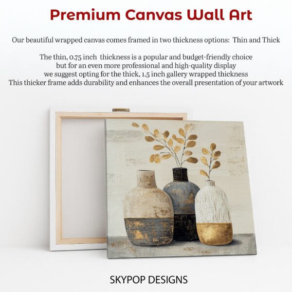 Golden Leaf Vase Trio Art