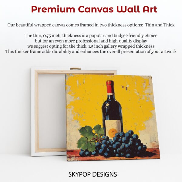 Wine Bottle and Grapes Art