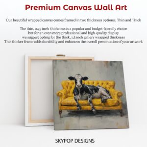 Cow on Yellow Couch Art