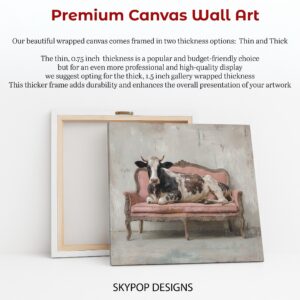 Cow on Pink Couch Art