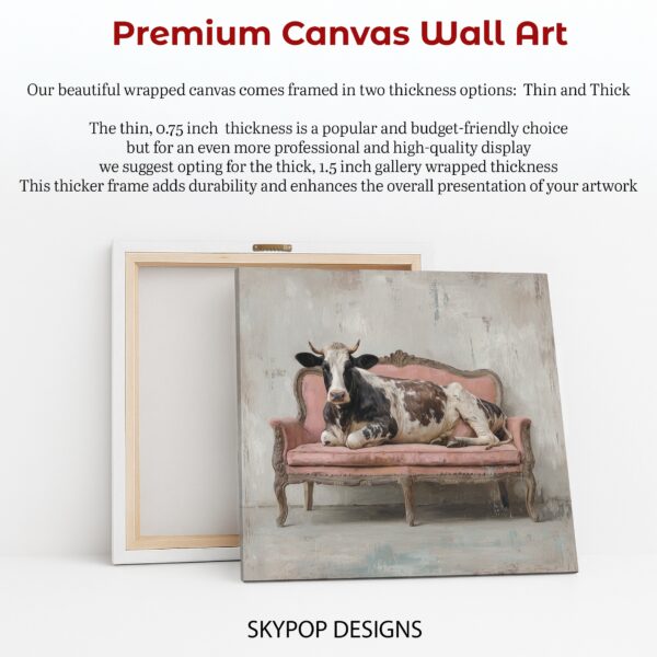 Cow on Pink Couch Art