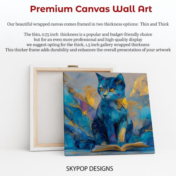 Blue Cat Reading Art