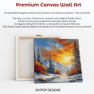 Fiery Winter Sunset Mountain Art