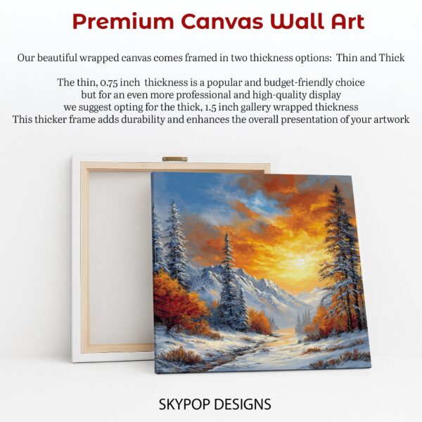 Fiery Winter Sunset Mountain Art