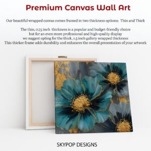 Luxe Teal Blooms Art