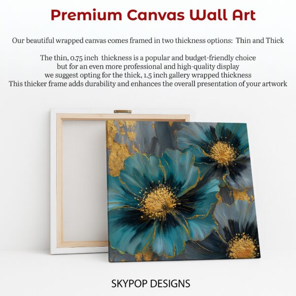 Luxe Teal Blooms Art