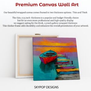 Vibrant Sunset Boat Art