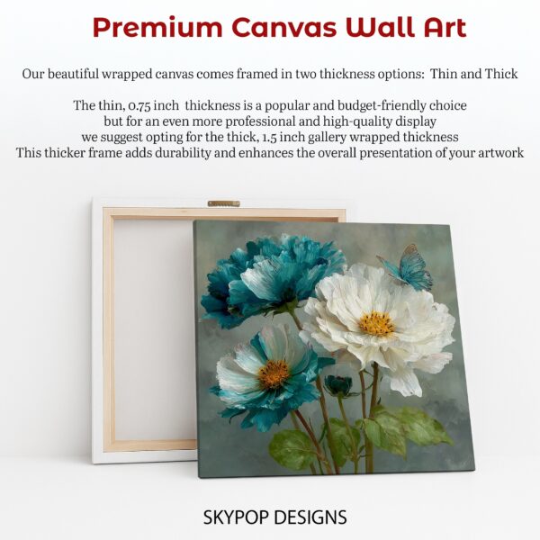 Teal Peony Butterfly Art