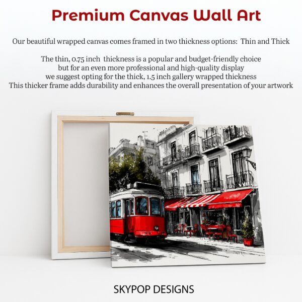 Red Tram City Scene Art