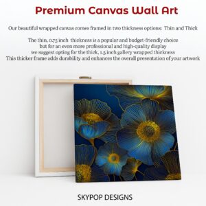 Golden Blue Floral Art