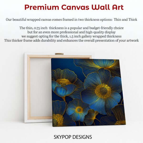 Golden Blue Floral Art