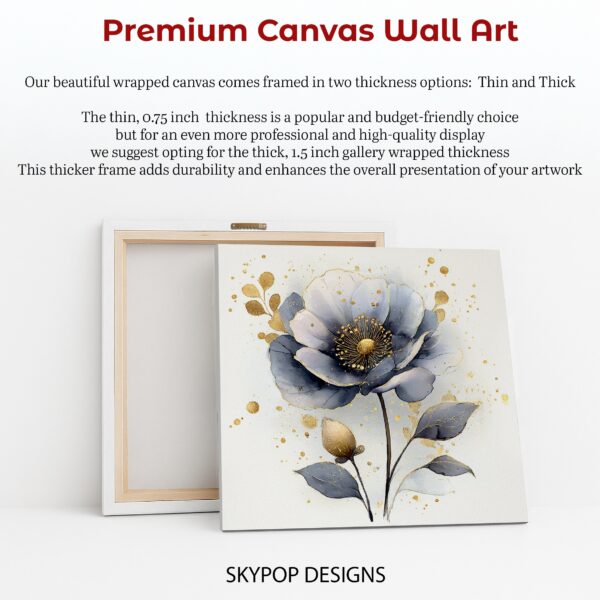 Blue Gold Flower Art