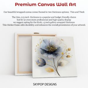 Blue Gold Flower Art