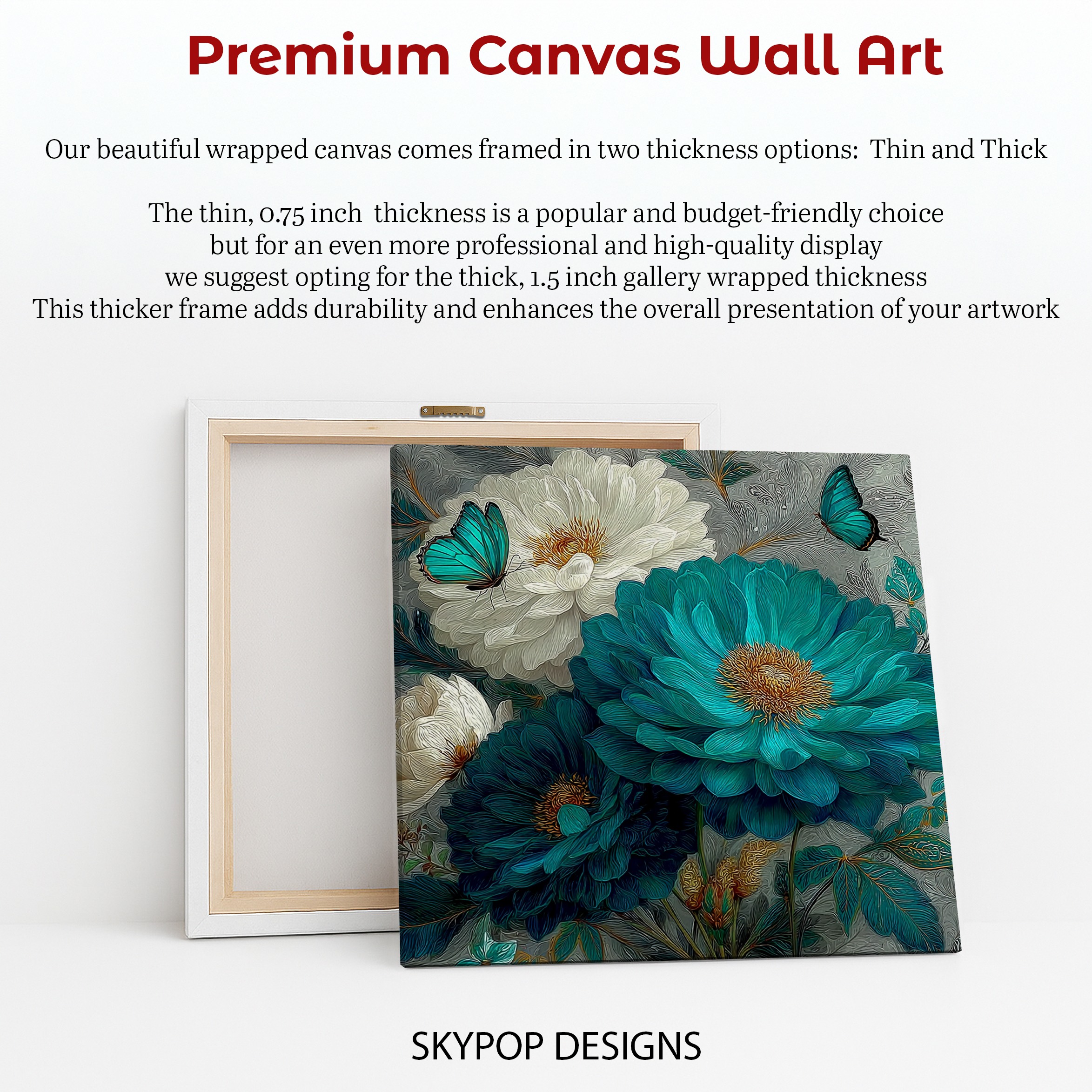 6.jpg Teal Peony Butterfly Art