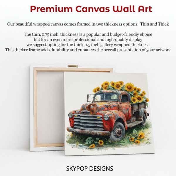 Vintage Truck Sunflower Art