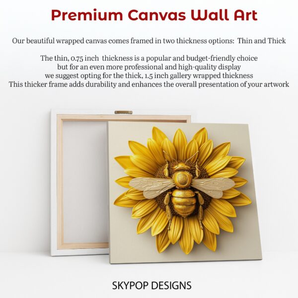 Golden Bee Sunflower Art