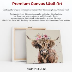 Highland Cow Floral Crown Art