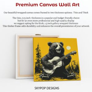 Bear Playing Guitar Moon Art