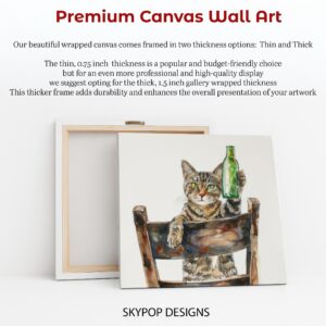 Cat Holding Green Bottle Art
