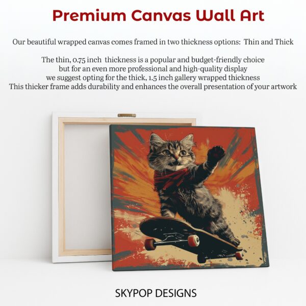 Skateboarding Cat Art