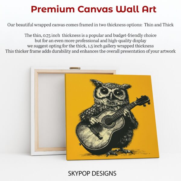 Guitar Playing Owl Art