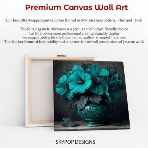 Teal Hibiscus Vase Art